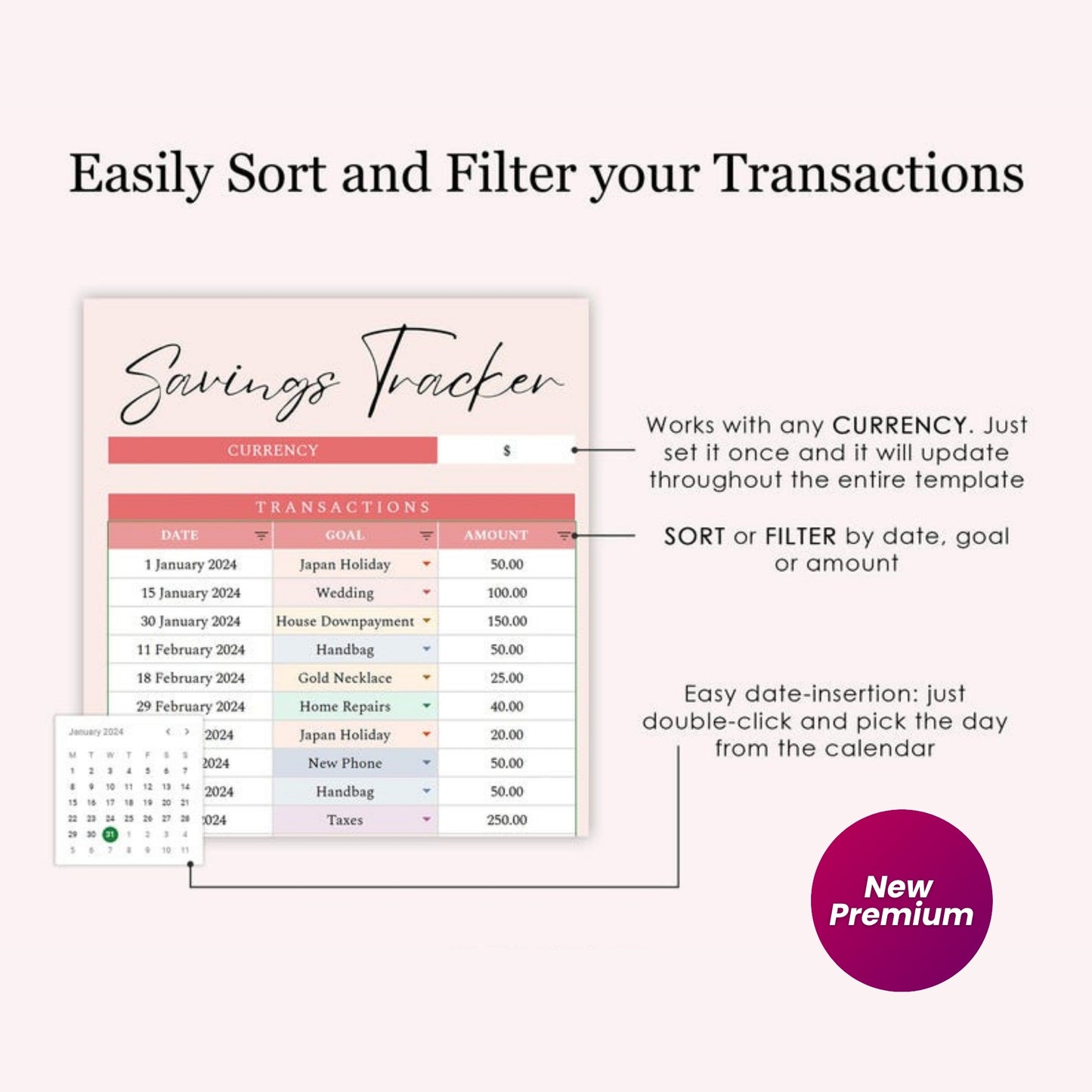 Wishlist & Sinking Funds Tracker Google Sheets Template | Aesthetic Digital Savings Planner | Vision Board Wish List for Online Shopping & Goals