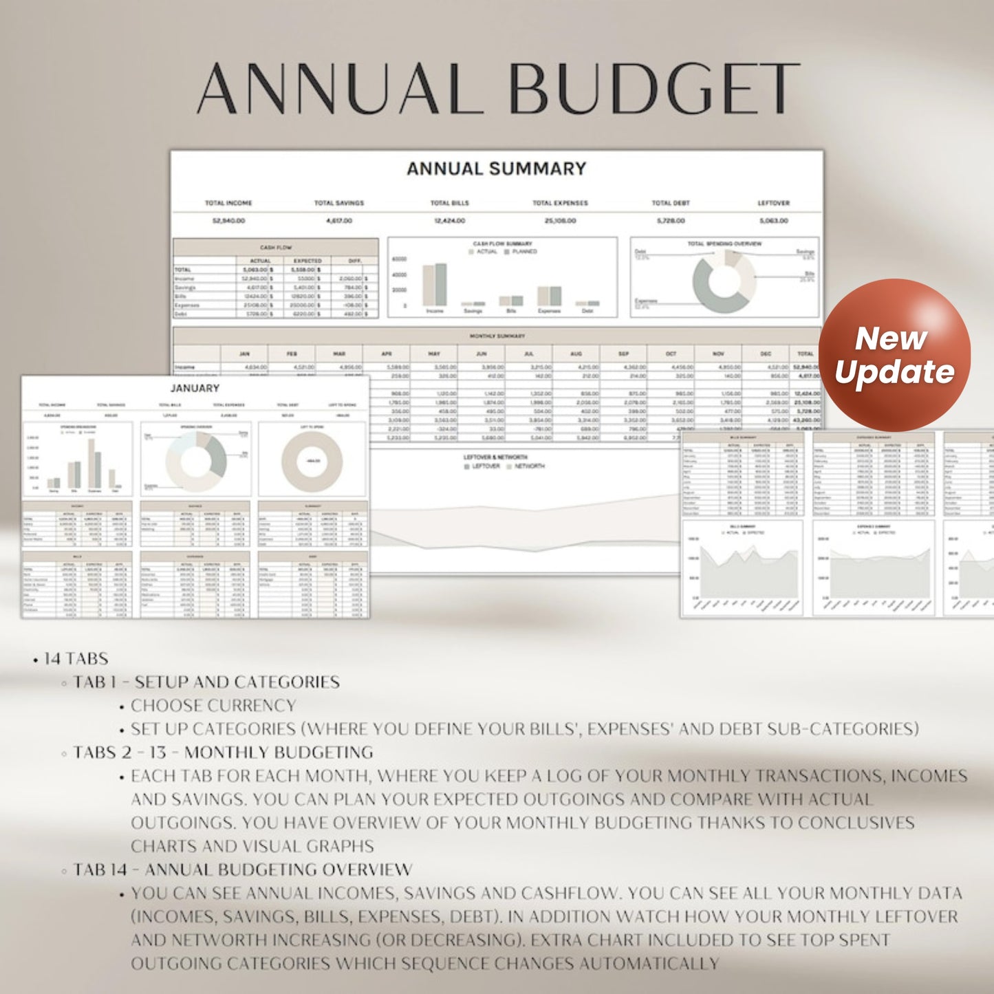 PLR Digital Monthly Budget Spreadsheet Bundle | Budget Planner Excel & Google Sheets Templates | Debt Payoff, Income Tracker, Financial Organizer