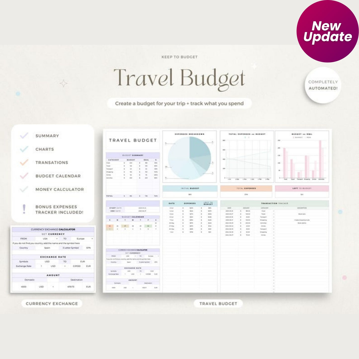 Life Organizer Google Sheets Bundle – Annual Budget, Weekly Meal Planner, Travel Itinerary & Bill Calendar | Digital ADHD Life Planner