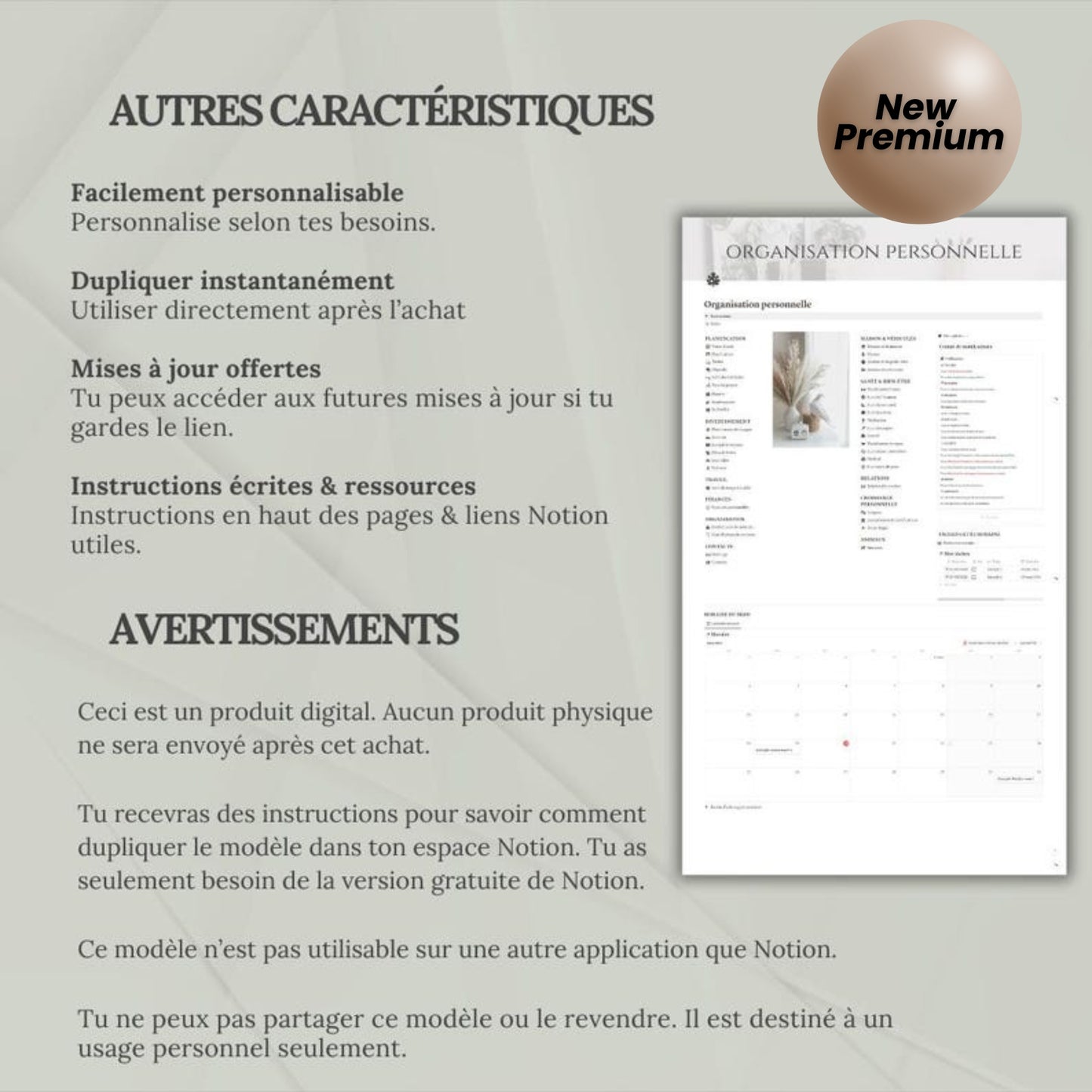 Ultimate Notion Life Planner Template | Personal Dashboard | Second Brain | All-in-One Digital Notion Planner (French)