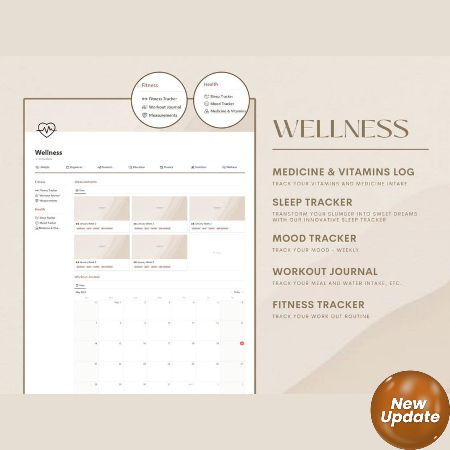 All-in-One Notion Life Planner | Notion Template Dashboard for Students, ADHD, Wellness, Fitness, Finance & More