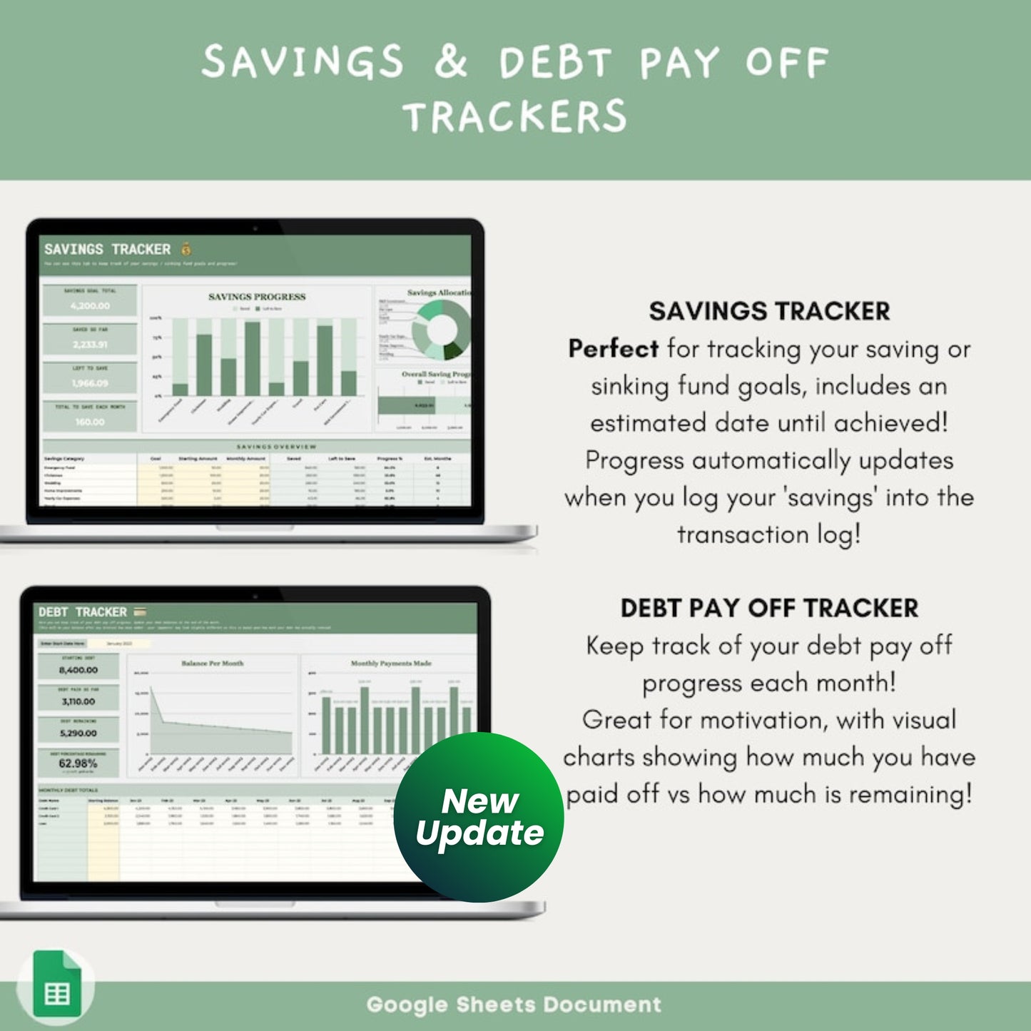 Ultimate Budget & Finance Tracker | Google Sheets Budget Spreadsheet | Savings, Debt & Expense Planner