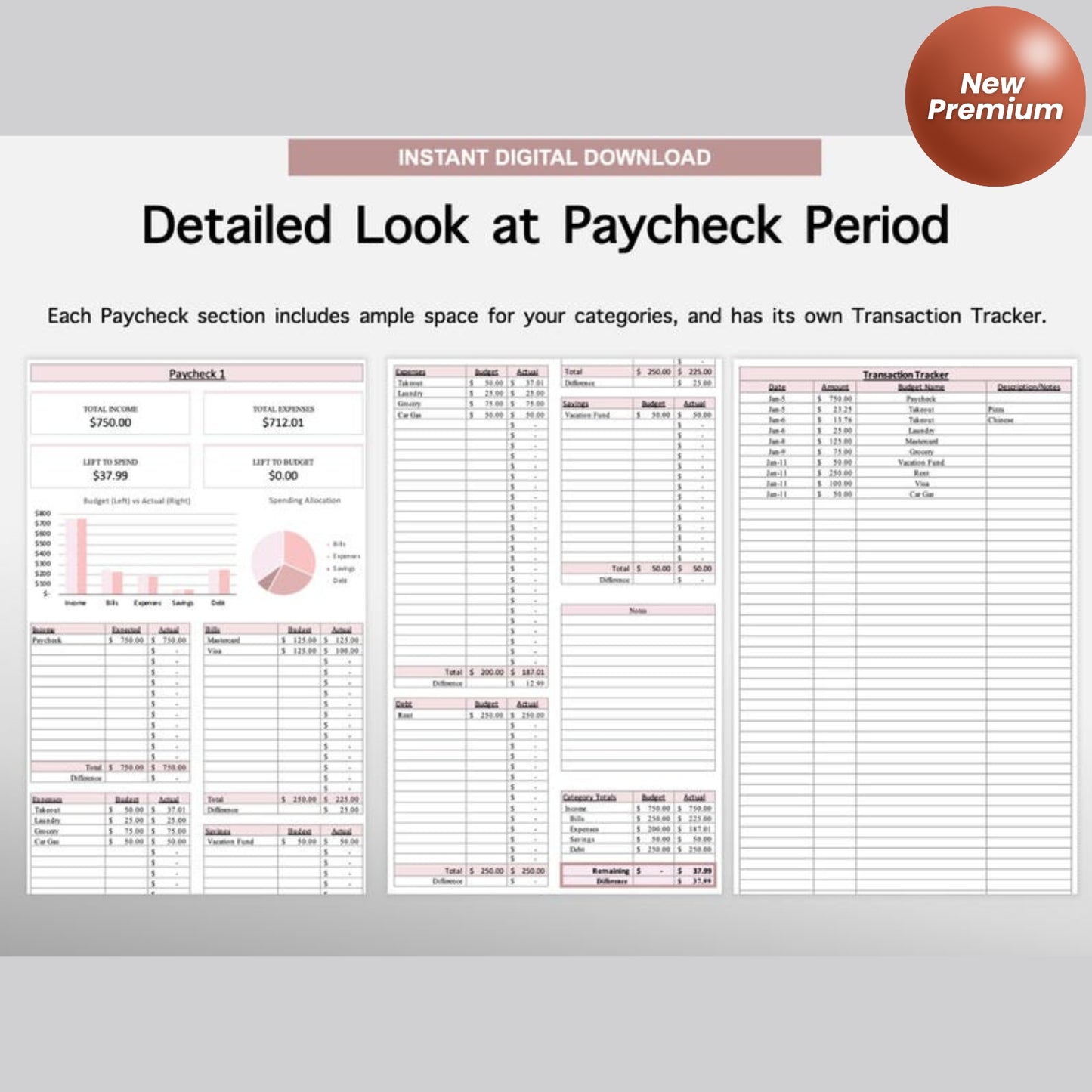 Annual Budget Google Sheets & Excel Spreadsheet | Monthly, Weekly, Biweekly Paycheck Budget Planner, Debt Tracker, Budgeting Bundle