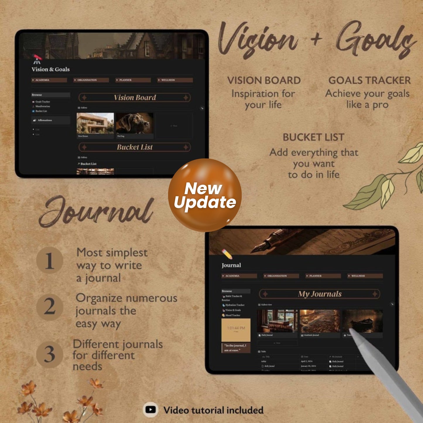 Ultimate Notion Life Planner | Vintage Aesthetic Notion Dashboard | All-in-One Notion Template