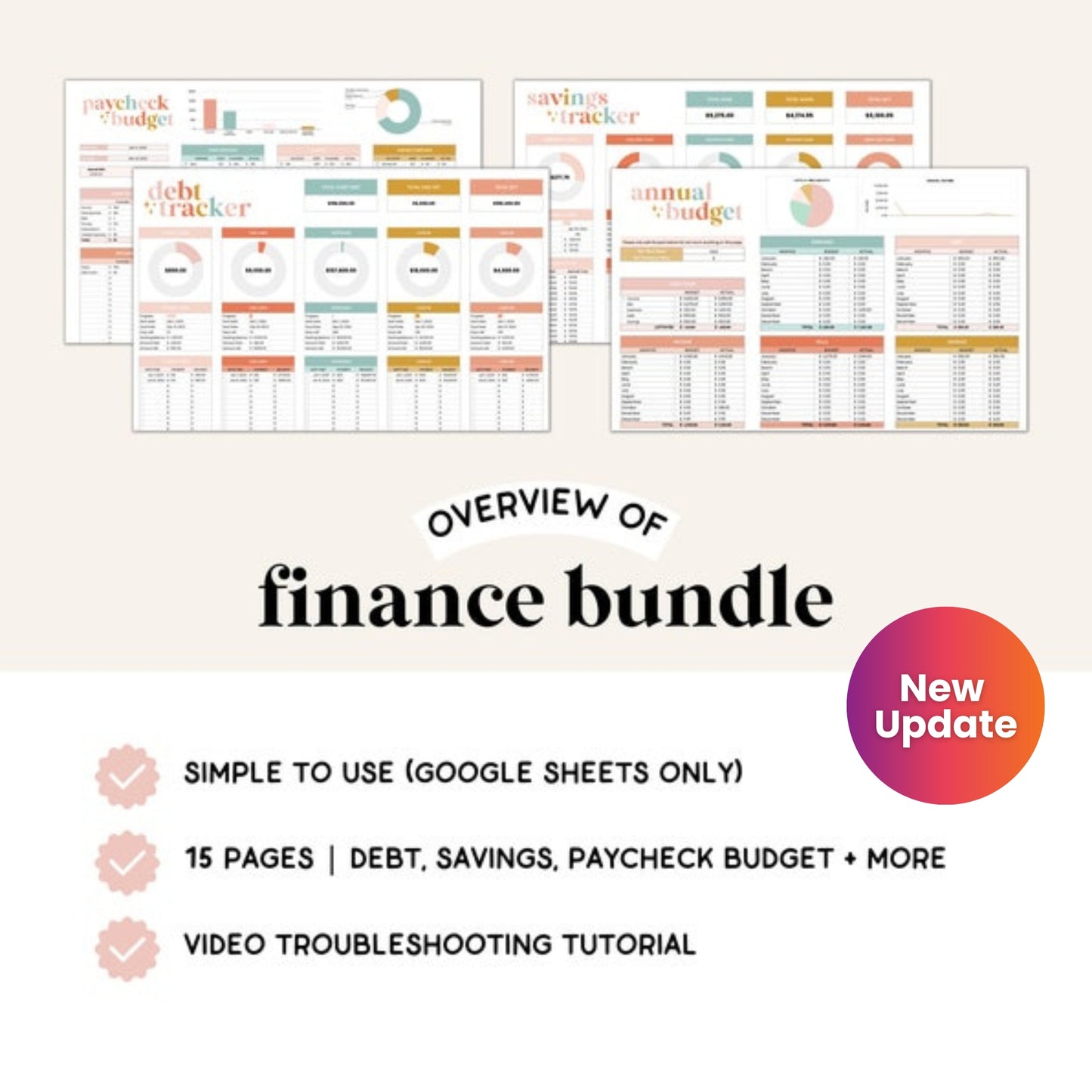 All-in-One Finance Spreadsheet | Budget, Savings & Debt Tracker | Google Sheets Template