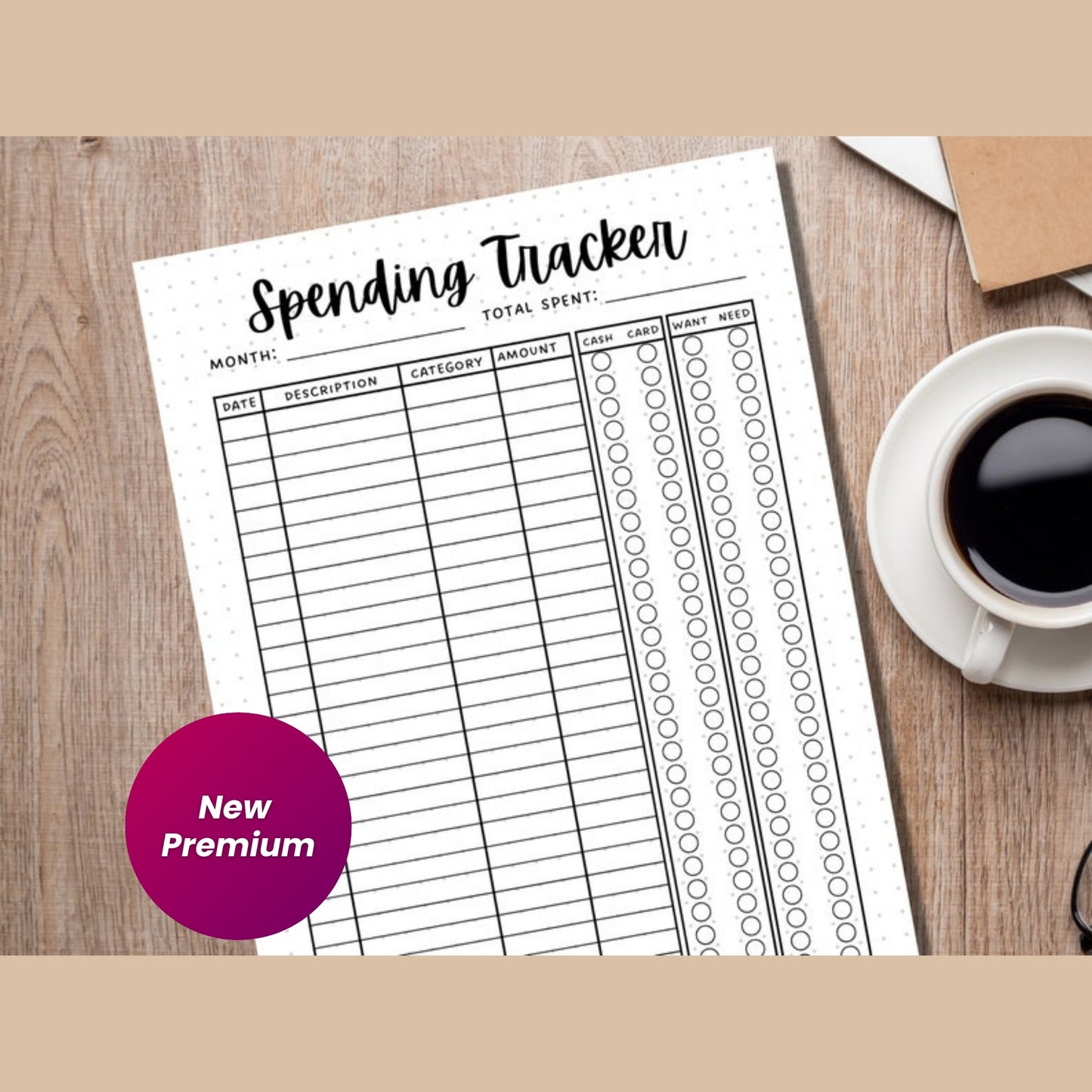 Spending Tracker Printable Journal Page – Expense & Finance Log – A4 & A5 Planner Pages – Money Tracker – Instant Download