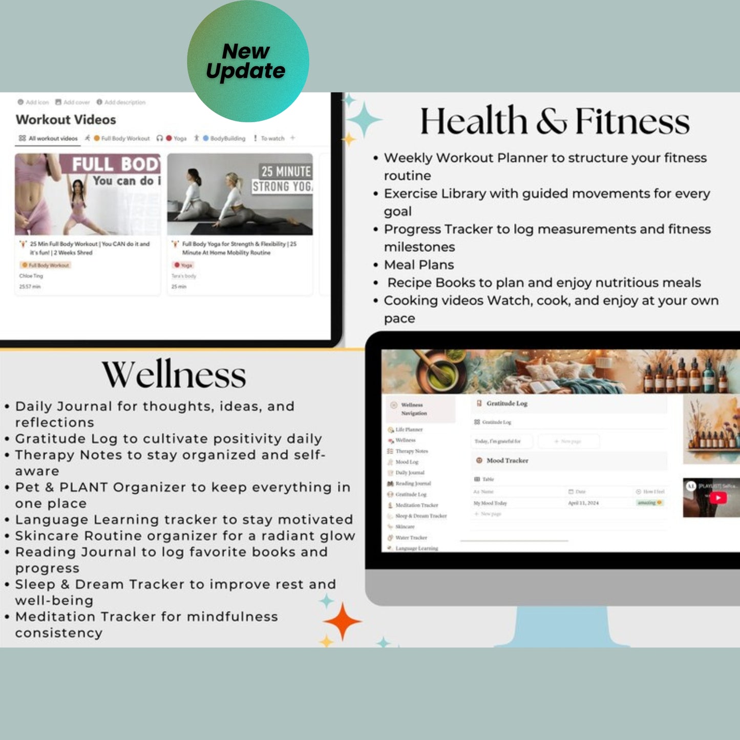 All-in-One Notion Life Planner Template | 2025 Notion Dashboard | Second Brain | Daily, Weekly, Financial, ADHD & Wellness Planner