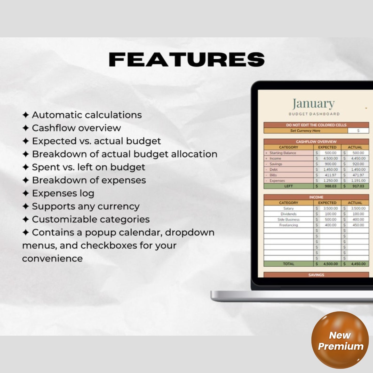 Paycheck, Biweekly, Weekly & Monthly Budget Spreadsheet | Google Sheets Digital Finance Planner | Personal & Family Budget Template