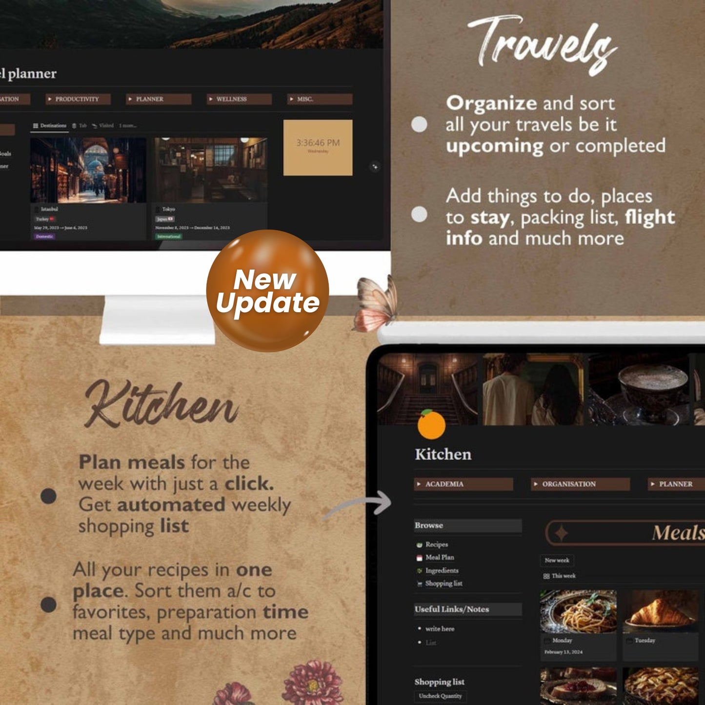 Ultimate Notion Life Planner | Vintage Aesthetic Notion Dashboard | All-in-One Notion Template