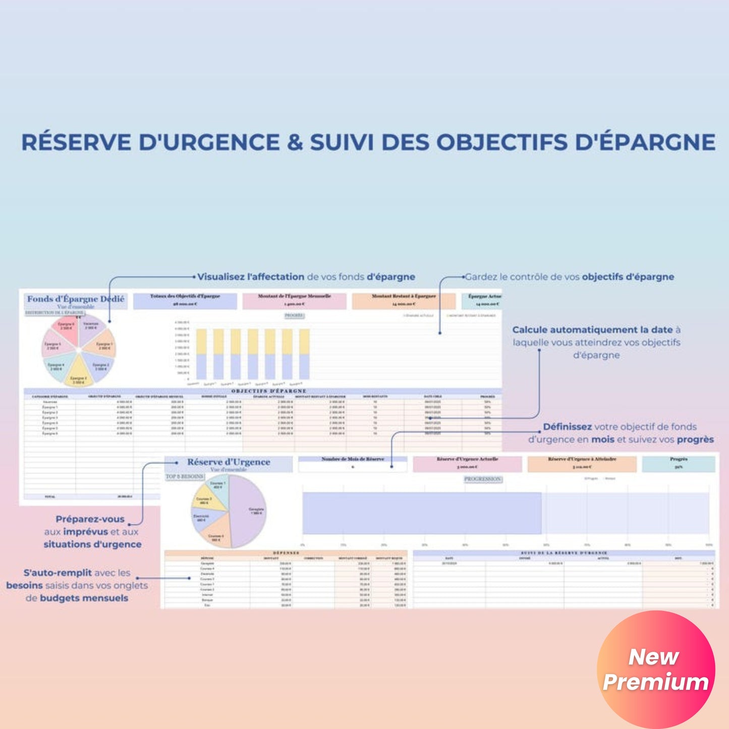 Annual Budget Spreadsheet (French) – Google Sheets & Excel | Monthly, Biweekly, 50/30/20 Budget Planner, Bills, Debt, Net Worth, Investment Tracker