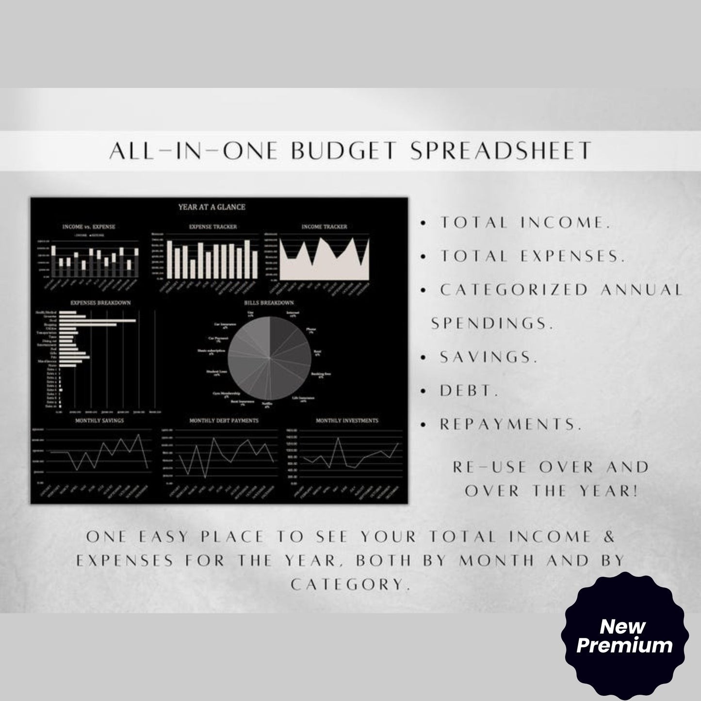 All-in-One Personal Finance Planner | Excel Budget Spreadsheet Bundle | Monthly & Annual Budget Tracker | Digital Financial Dashboard