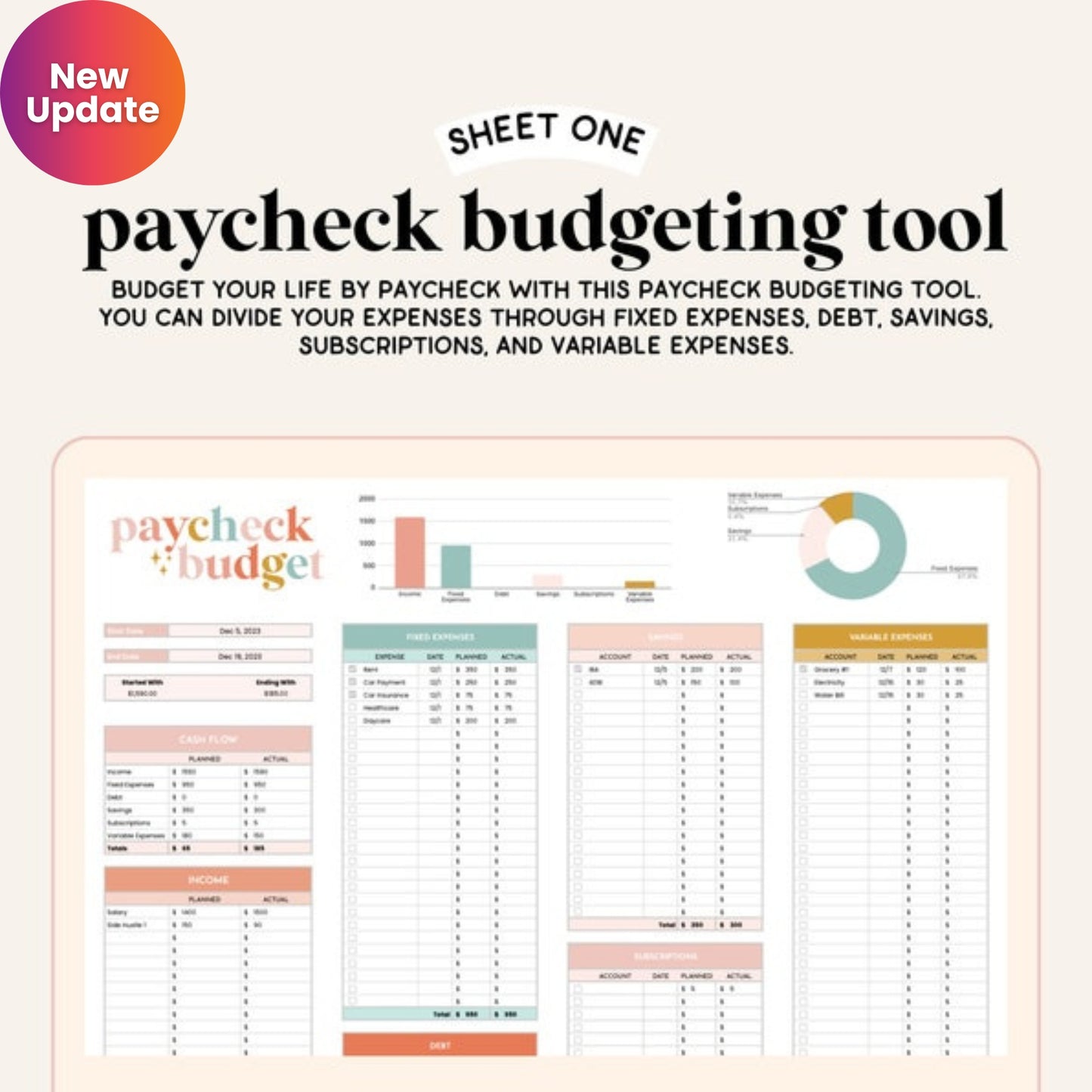 All-in-One Finance Spreadsheet | Budget, Savings & Debt Tracker | Google Sheets Template