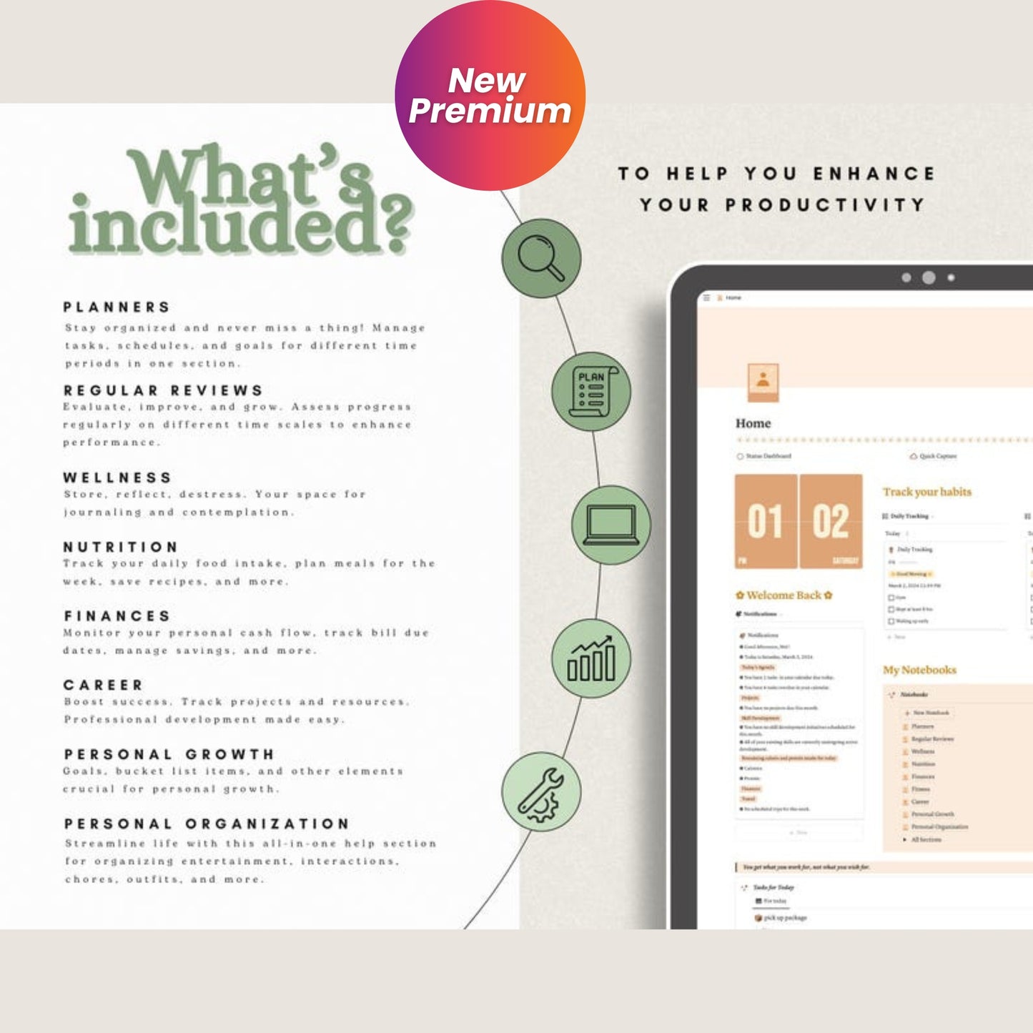 Notion Life Planner Template | Personal Dashboard, Task Manager, Project & Goal Tracker, Meal Plan & Finance Organizer