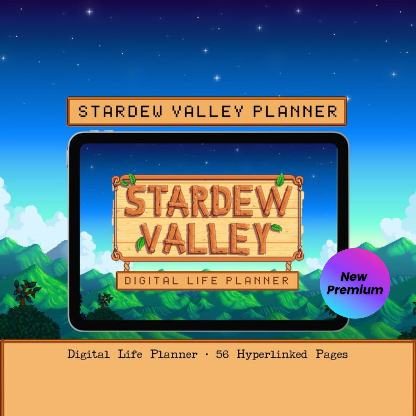 Stardew Valley Digital Life Planner – GoodNotes & Notability | Cute Kawaii Organizer with Mood, Finance, Habit Tracker | Monthly Weekly Daily Hourly