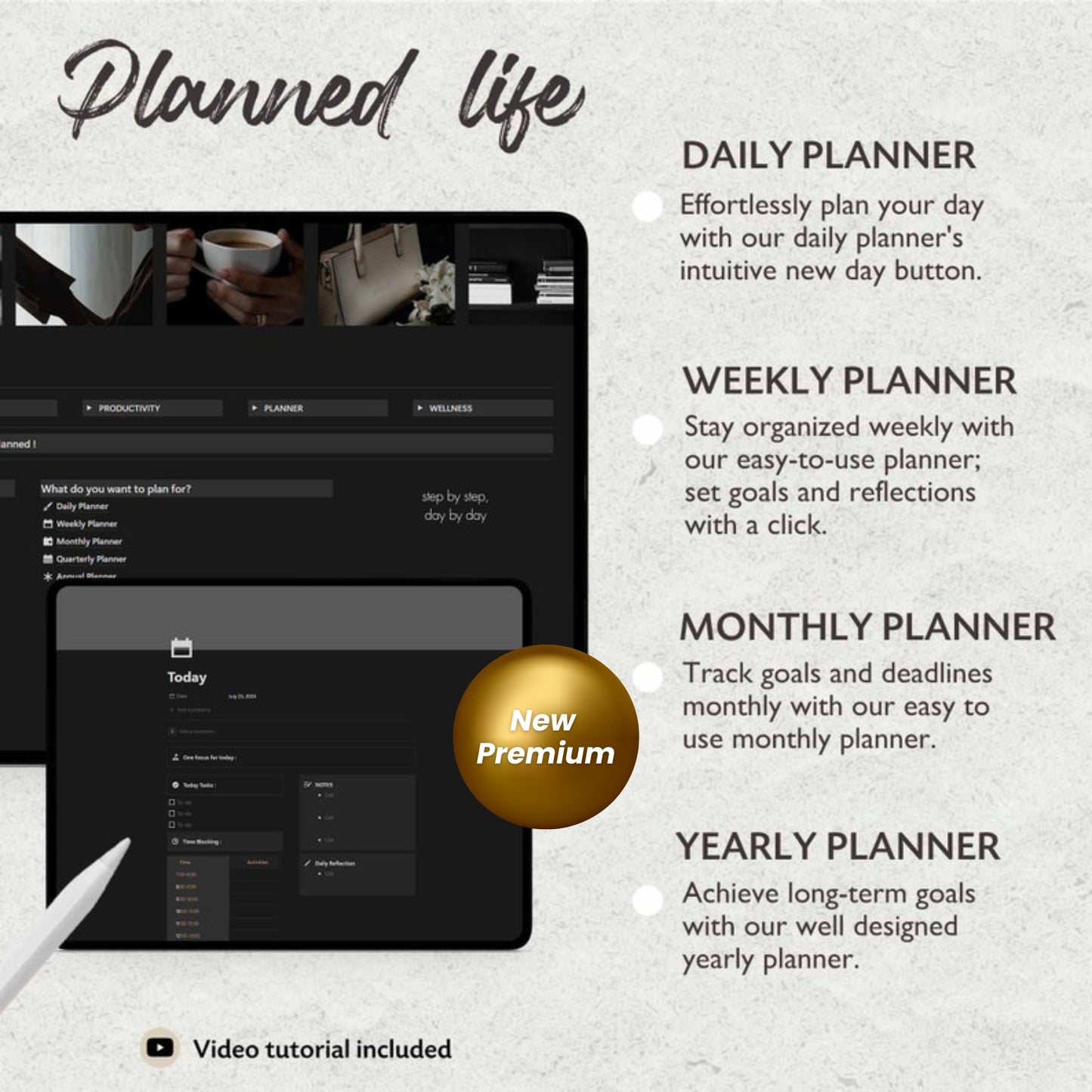 Ultimate Notion Life Planner | Aesthetic All-in-One Notion Dashboard | Dark Mode Digital Template