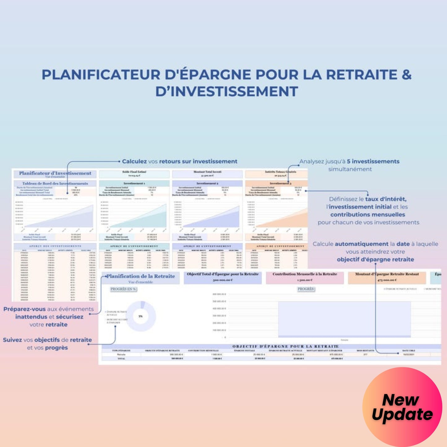 Annual Budget Spreadsheet in French – Google Sheets & Excel | Monthly, Biweekly, Debt, Bills, Investment, Net Worth Tracker | 50/30/20 Budget Planner