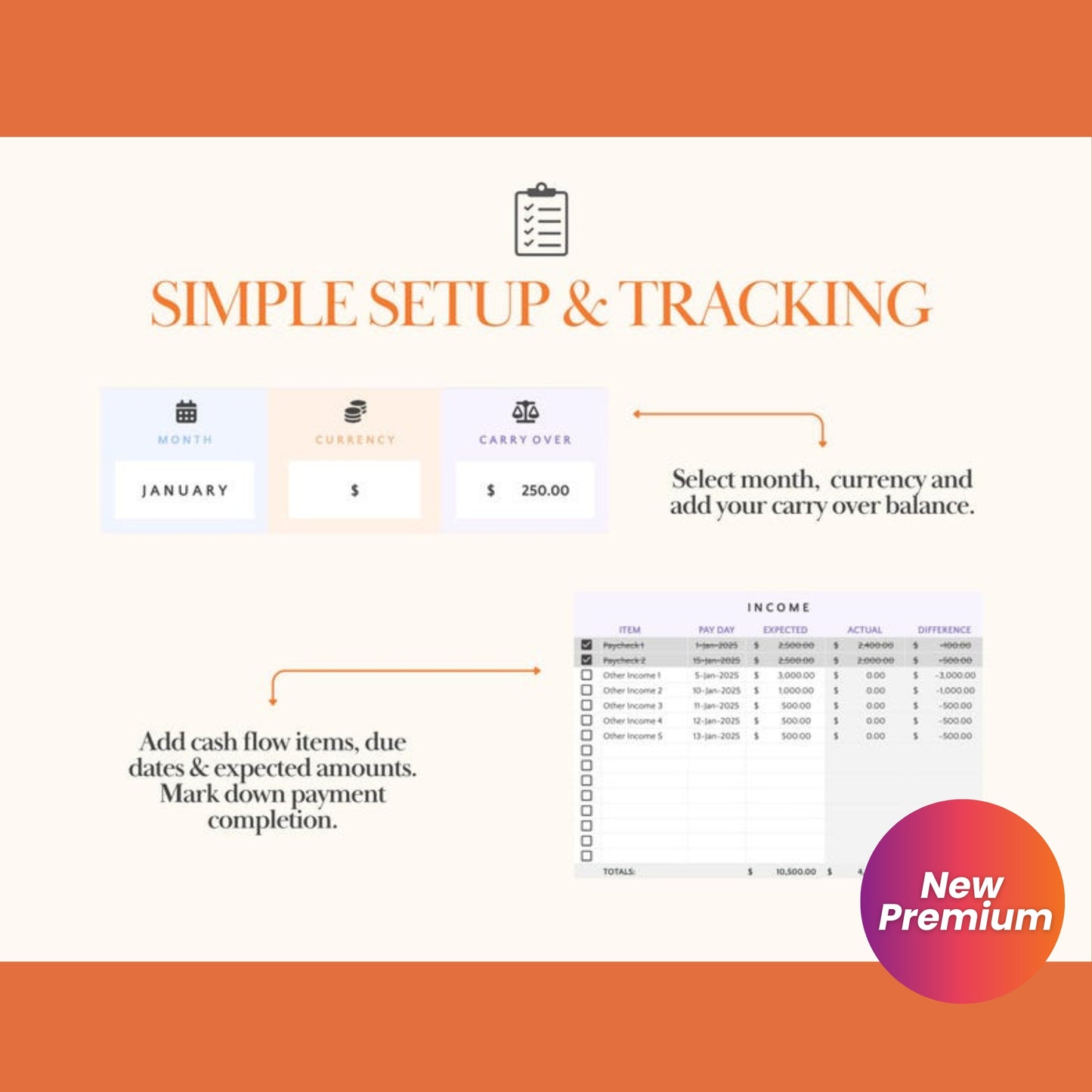 Paycheck Budget Tracker Google Sheets & Excel | Weekly Paycheck Planner | Income & Expense Tracker | Bill Calendar | Debt Tracker