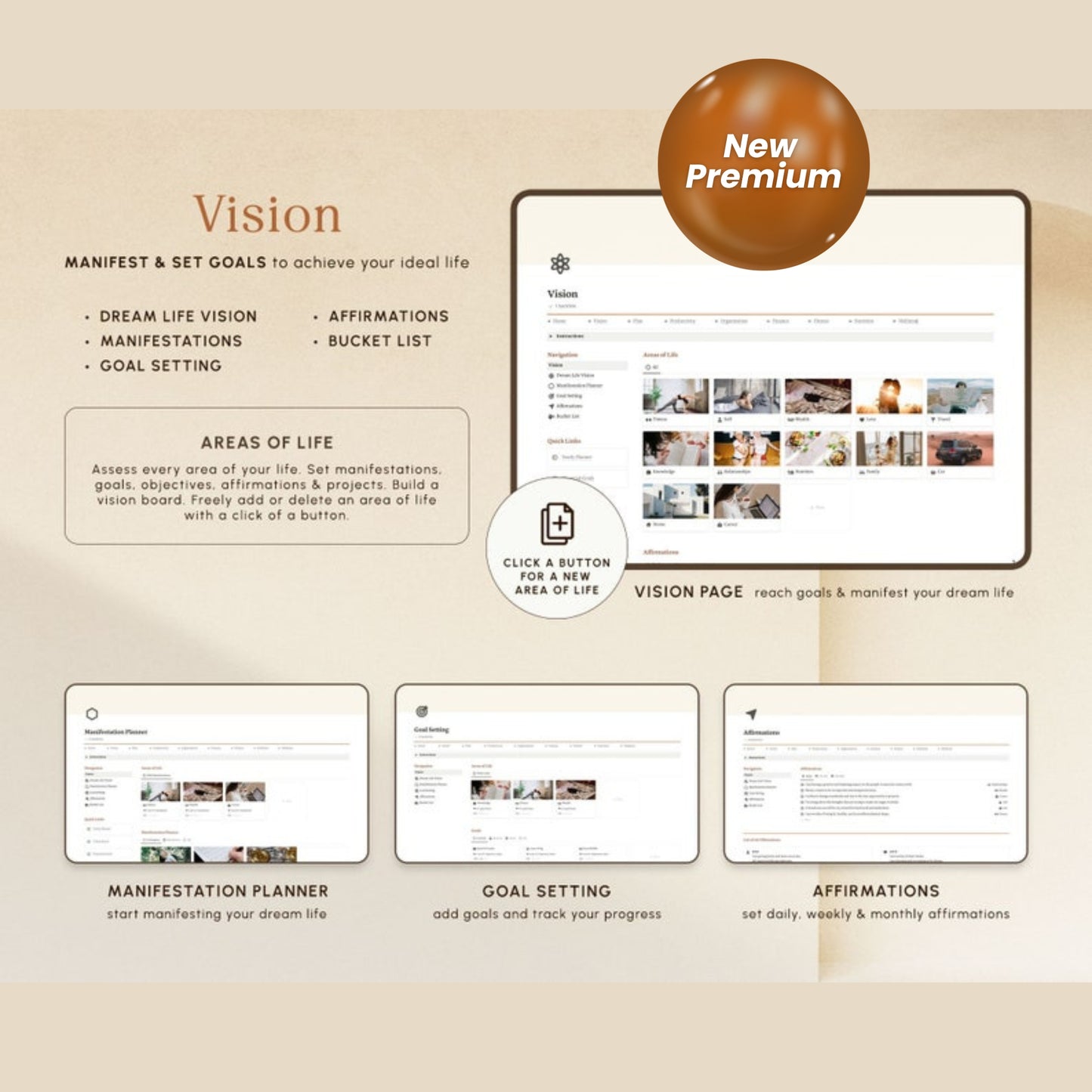 Notion Life Planner Template – All-in-One Dashboard | Minimal Notion Calendar | ADHD-Friendly & Aesthetic Digital Organizer