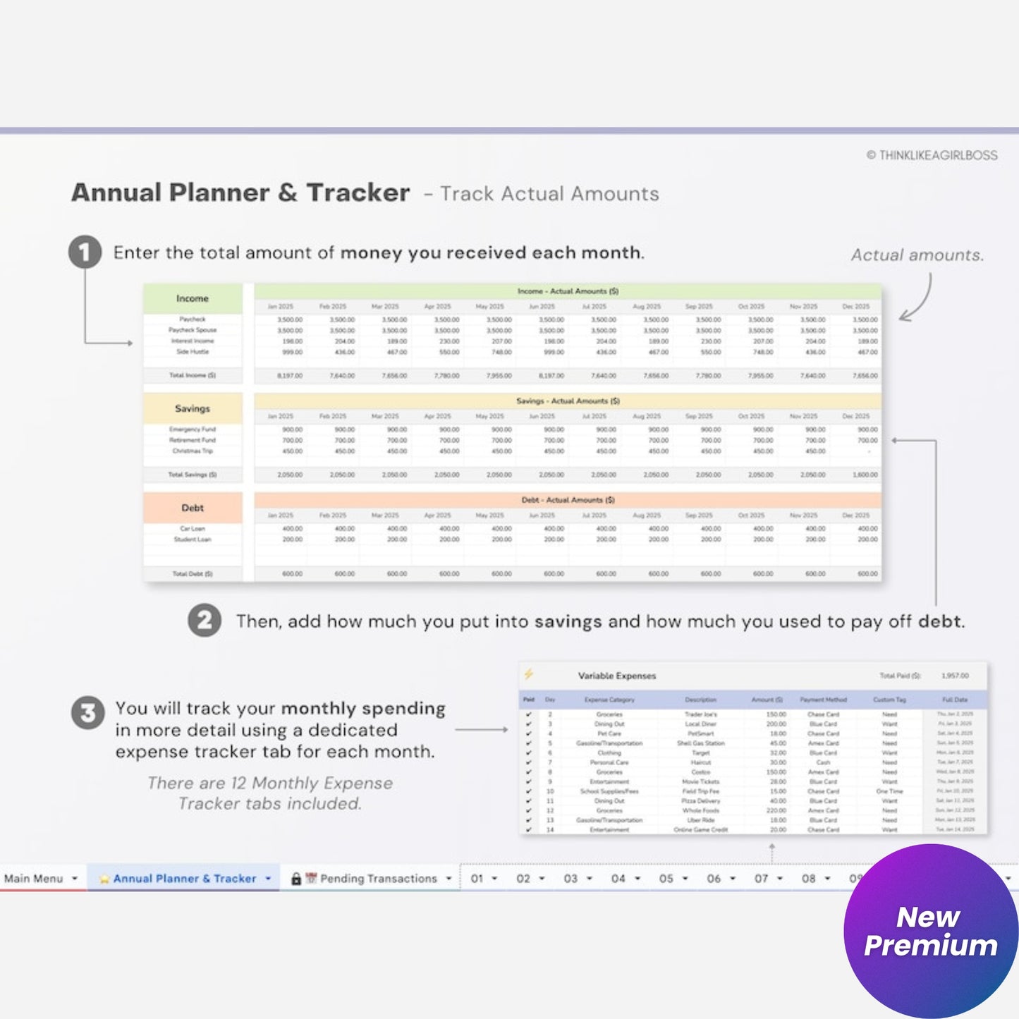 Annual Budget Spreadsheet | Google Sheets Budget Planner Template | Track Income, Savings, Debt & Monthly Expenses | Digital Financial Planner