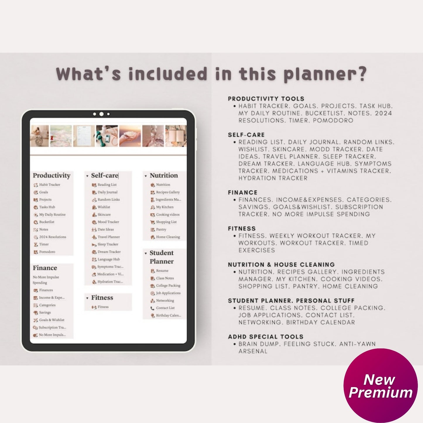 ADHD Notion Template Life Planner – Aesthetic Digital Planner to Improve Focus & Productivity