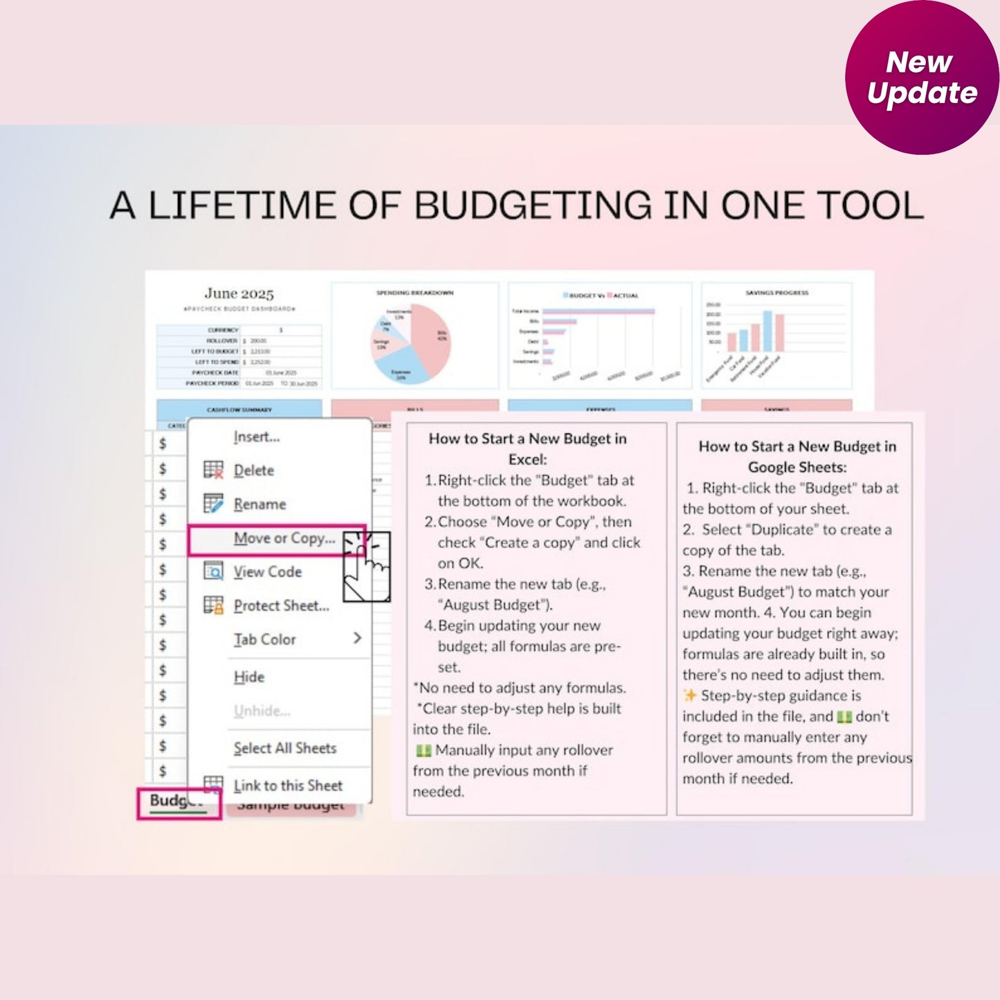 Budget By Paycheck Google Sheets & Excel Spreadsheet | Monthly Paycheck Budget | Simple Budget Planner | Expense Tracker | Financial Organizer