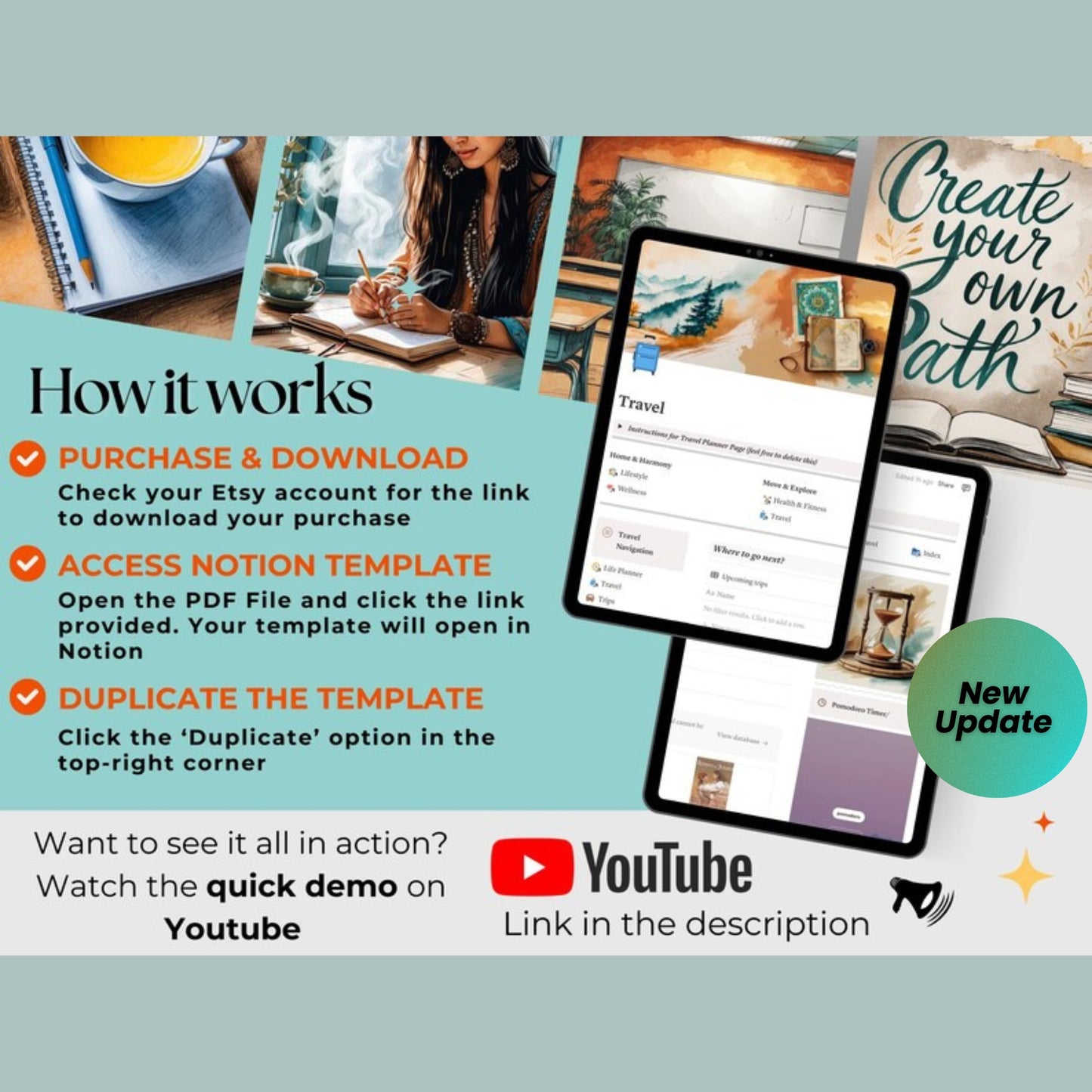 All-in-One Notion Life Planner Template | 2025 Notion Dashboard | Second Brain | Daily, Weekly, Financial, ADHD & Wellness Planner