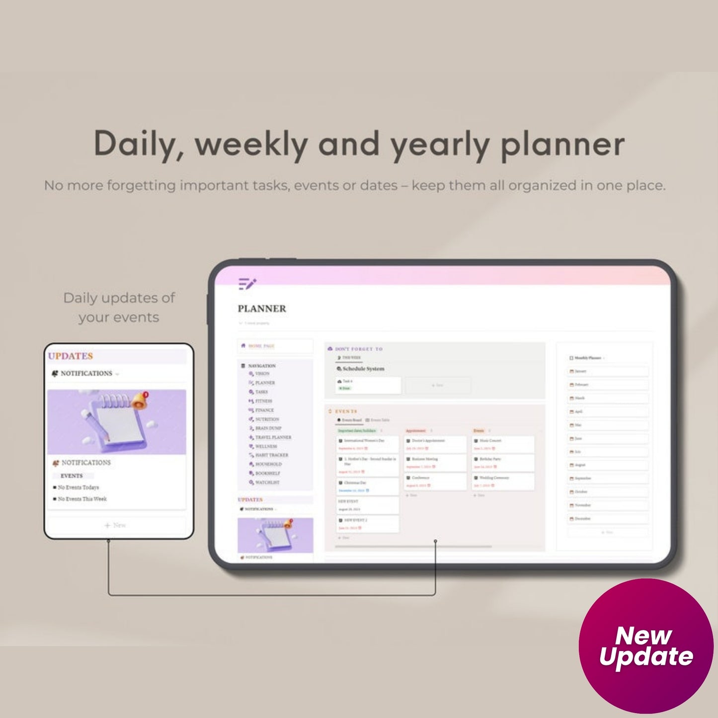 ADHD Notion Planner Template | Digital ADHD Life Planner for Adults | Focus, Self Care & Productivity Dashboard | Editable ADHD Planner for Notion