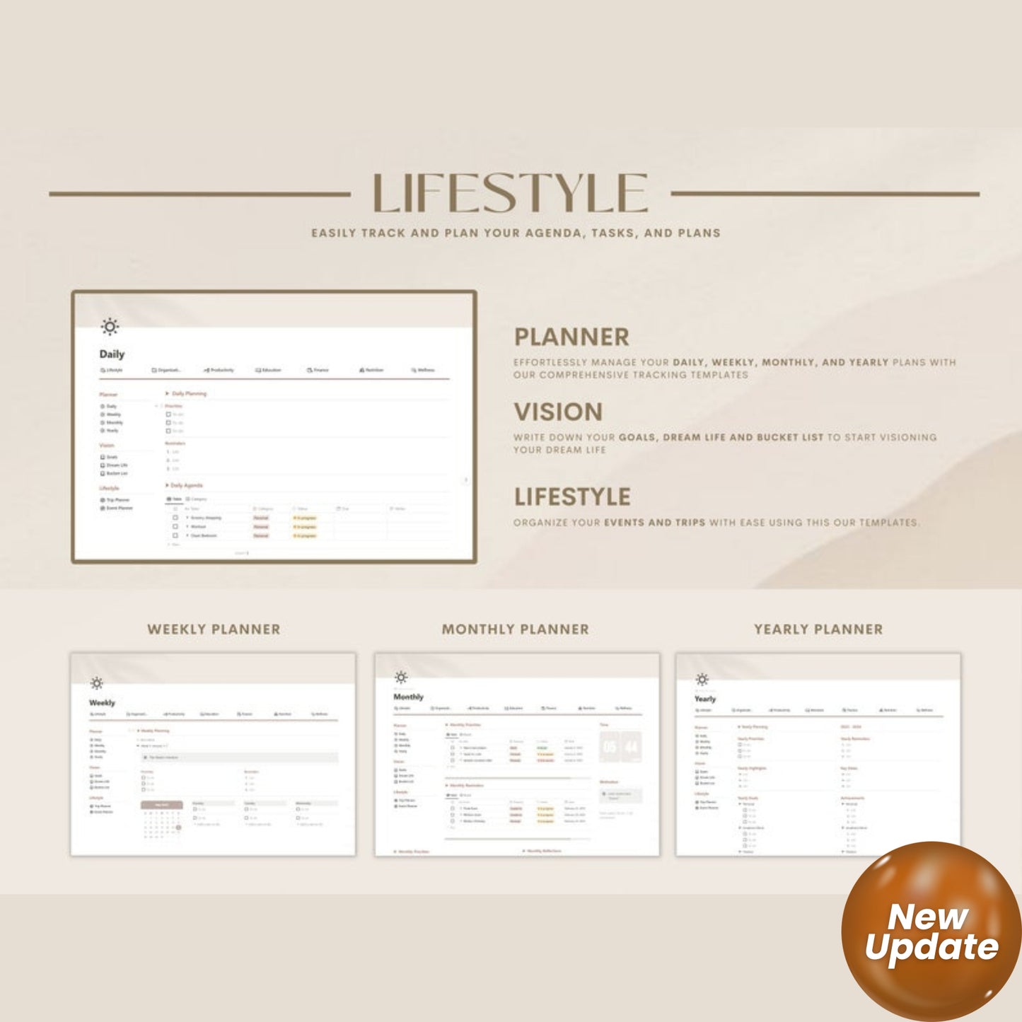 All-in-One Notion Life Planner | Notion Template Dashboard for Students, ADHD, Wellness, Fitness, Finance & More