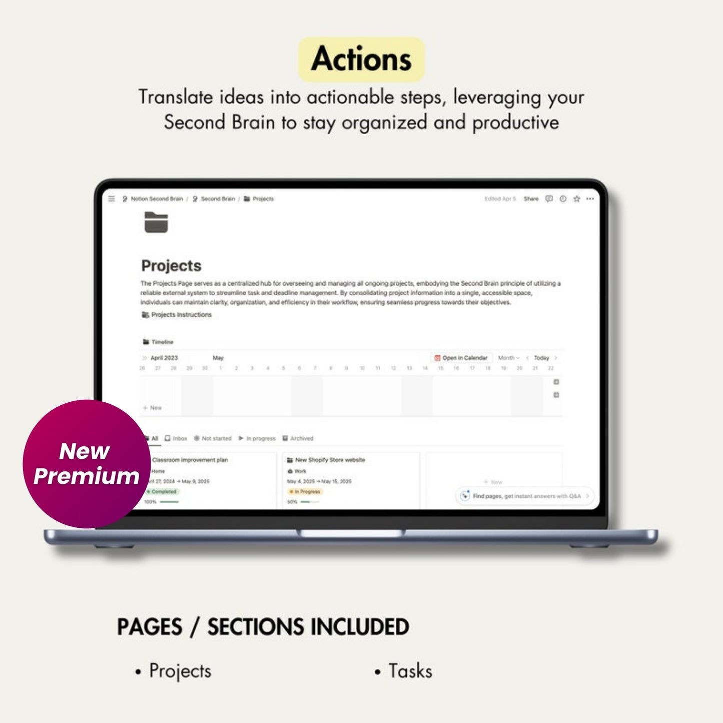 Second Brain Notion Planner – Boost Focus, Organize Your Life, and Manage Tasks with Ease