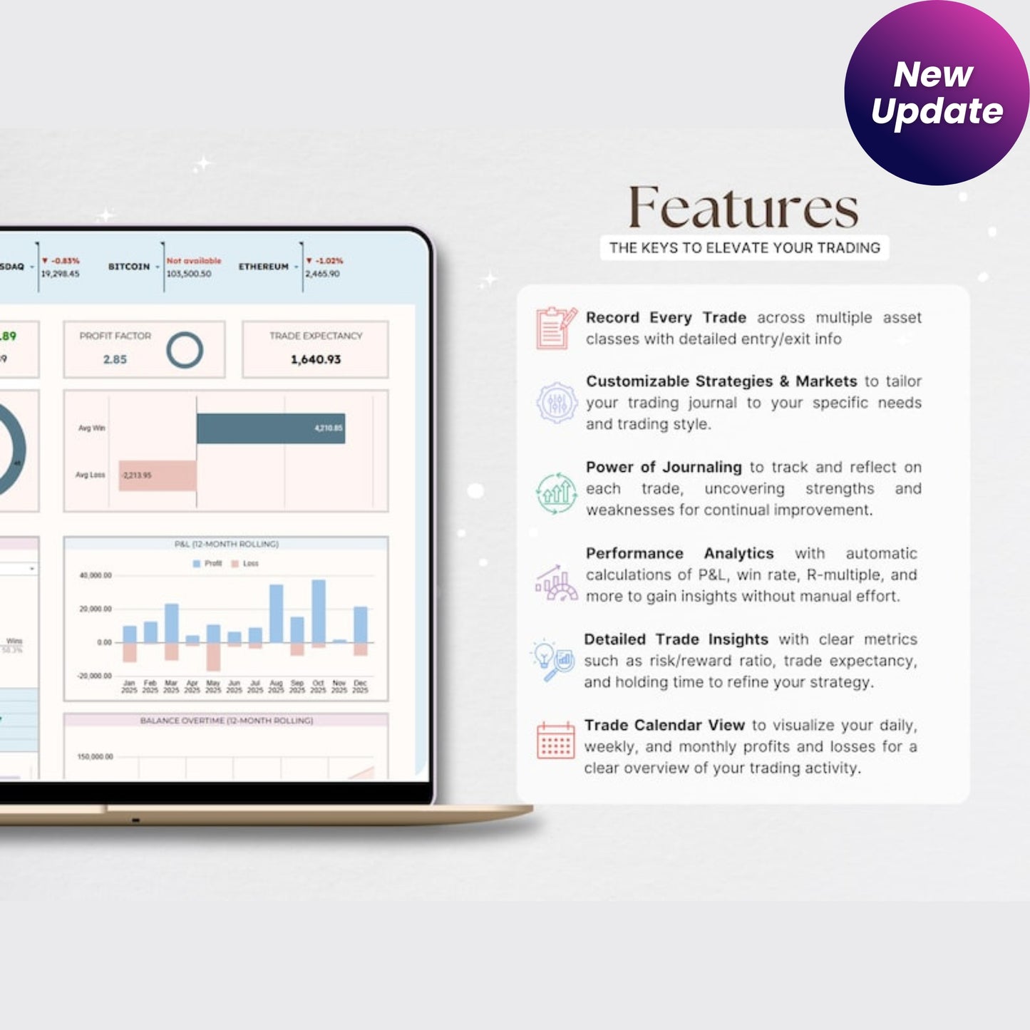 Stock & Crypto Trading Journal – Google Sheets Day Trading Log, Strategy Tracker, Crypto Watchlist, Investment & Personal Finance Planner