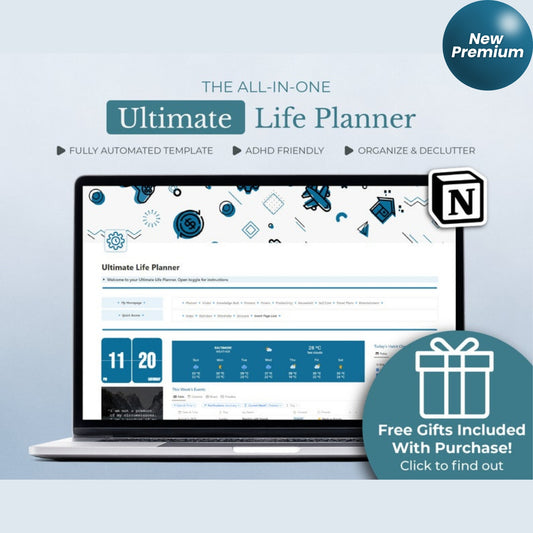 Notion All-in-One Ultimate Life Planner | Undated Aesthetic Dashboard | ADHD Personal Organizer | Fitness, Finance, Nutrition, Travel & More