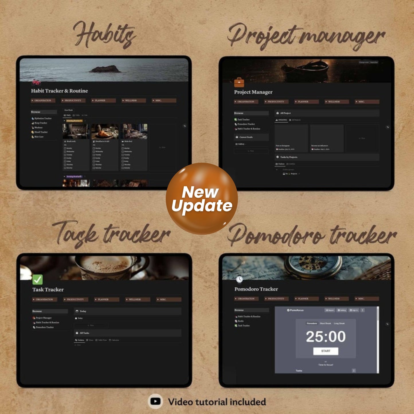 Ultimate Notion Life Planner | Vintage Aesthetic Notion Dashboard | All-in-One Notion Template