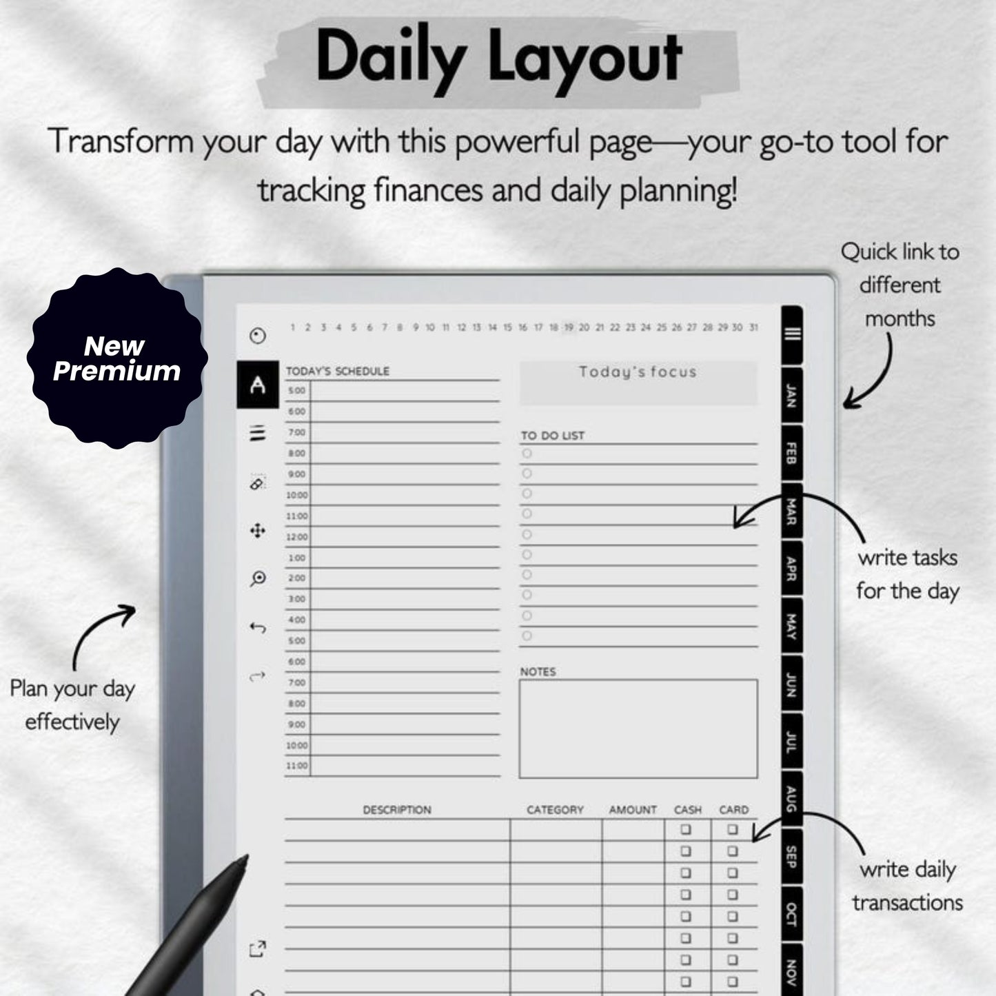 Financial Planner for reMarkable 2 | 2025 Budget Planner | Expense Tracker | Savings & Paycheck Tracker | Digital Download