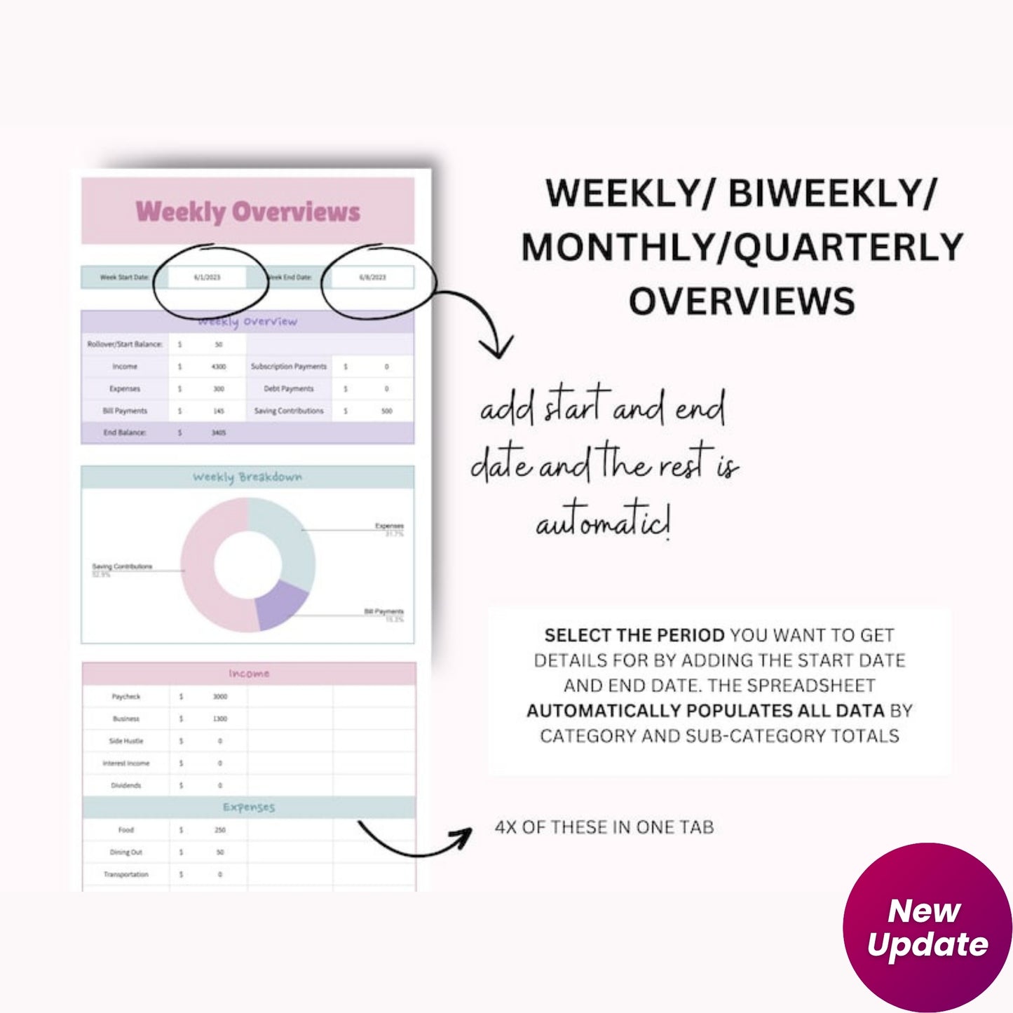 2.0 Ultimate Monthly Budget Google Sheet Spreadsheet | Weekly & Annual Finance Planner | Debt Snowball Tracker | Smart Calendar
