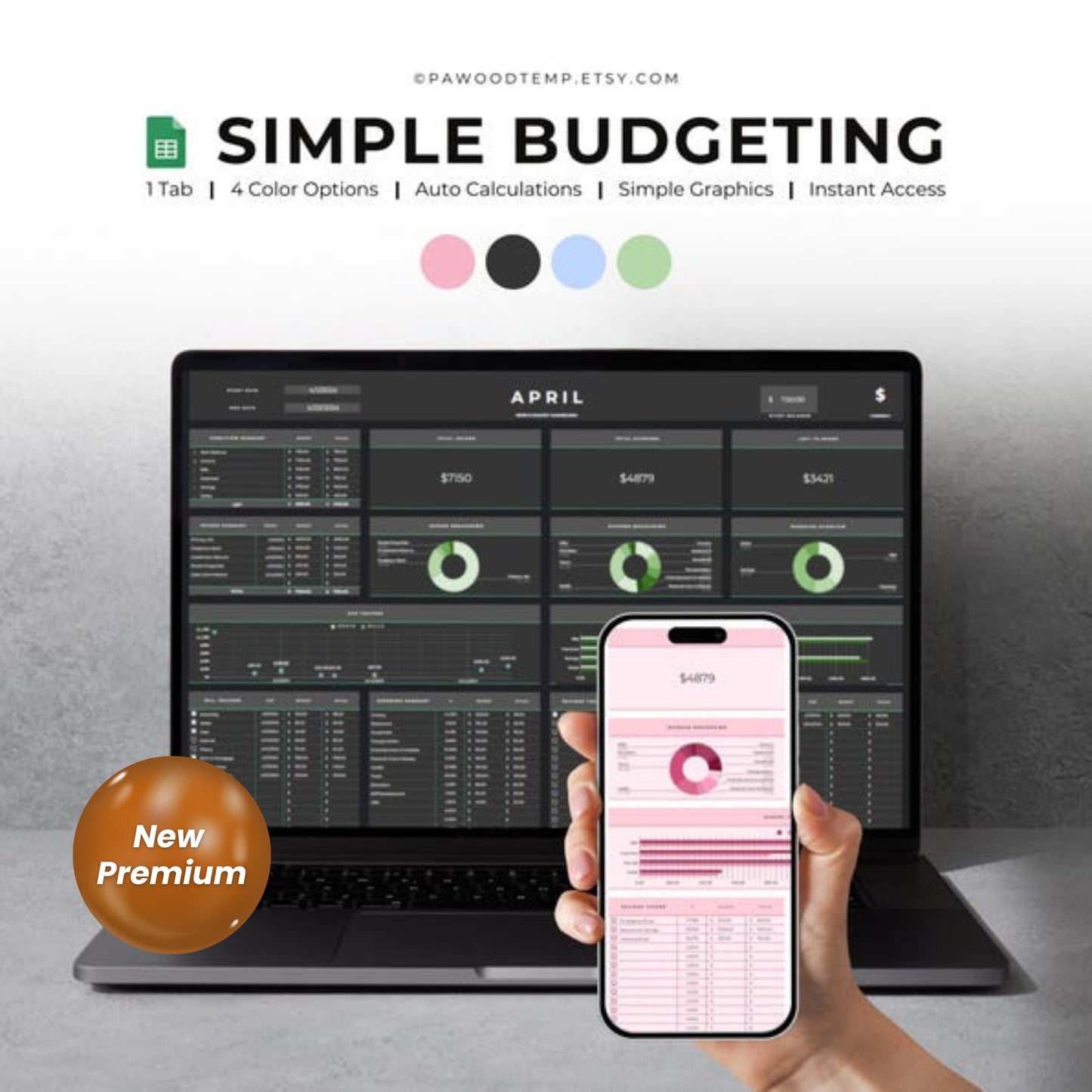 Google Sheets Budget Planner - Monthly & Weekly Expense Tracker - Personal Finance Spreadsheet - Paycheck Budget Tracking Template