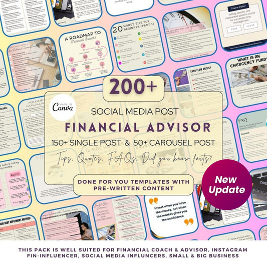 200+ Financial Advisor Instagram Templates for Canva | Finance Carousel & Post Templates for Coaches & Consultants