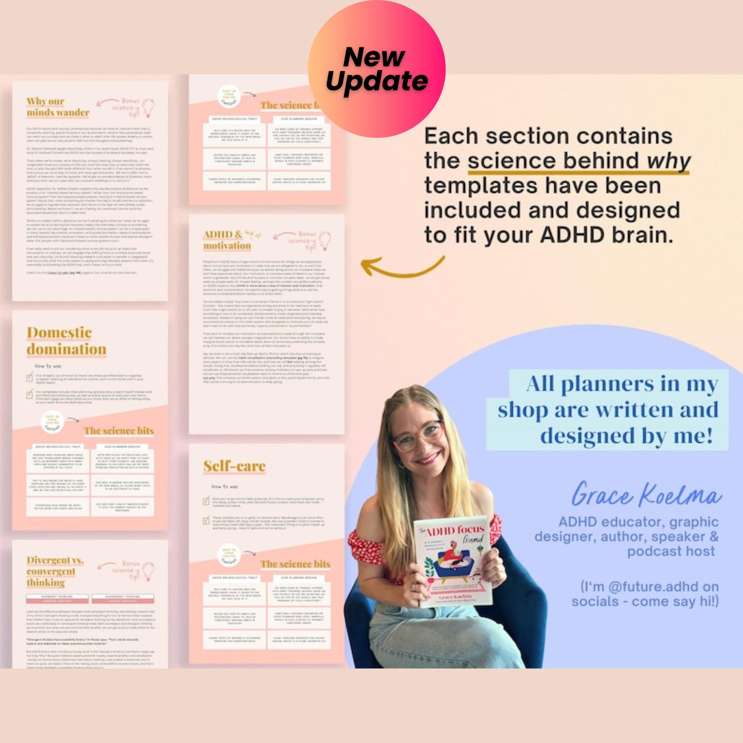 ADHD Printable Planner (Created by an ADHDer) – 205-Page Adult ADHD Daily Organizer, Self-Care & Growth Journal – 2025 & Beyond