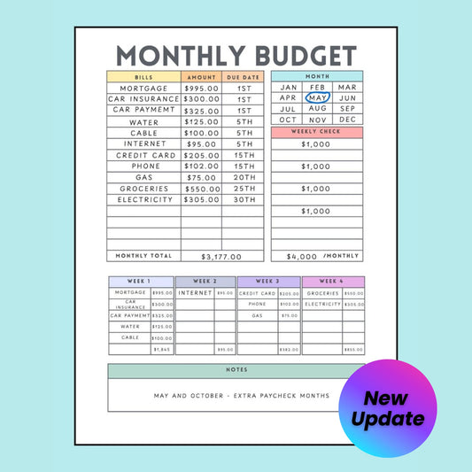 Monthly Income & Paycheck Budget Tracker – Printable Bullet Journal & Weekly Expense Planner – Minimalist Personal Finance Organizer