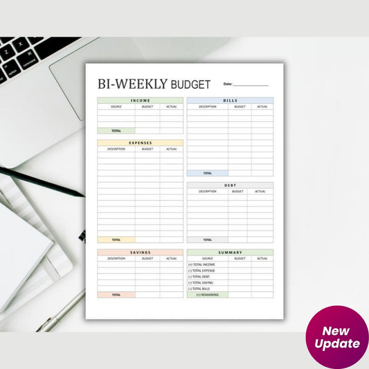 Biweekly Budget Planner | Printable Paycheck Budget Tracker | Budget by Paycheck | Personal Finance Planner