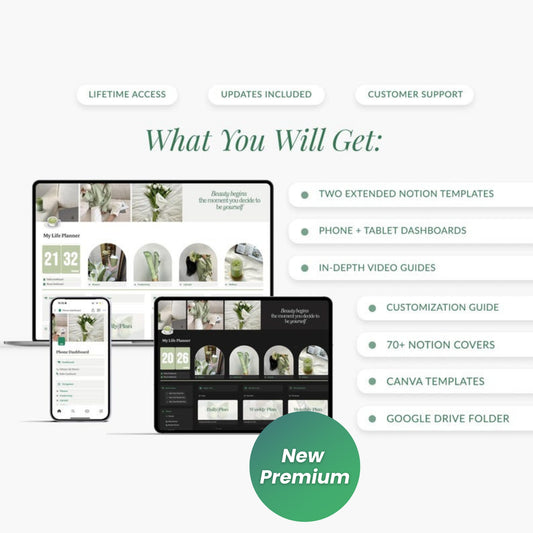 2025 Notion Life Planner Template | That Girl Matcha Aesthetic | Minimalist ADHD-Friendly All-in-One Digital Dashboard