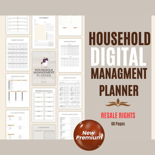 Household Planner | PLR Canva Template | Master Resell Rights | Home Binder | Household Budget & Life Organizer | Digital Download PDF