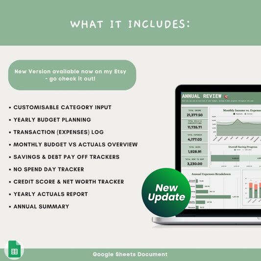 Ultimate Budget & Finance Tracker | Google Sheets Budget Spreadsheet | Savings, Debt & Expense Planner