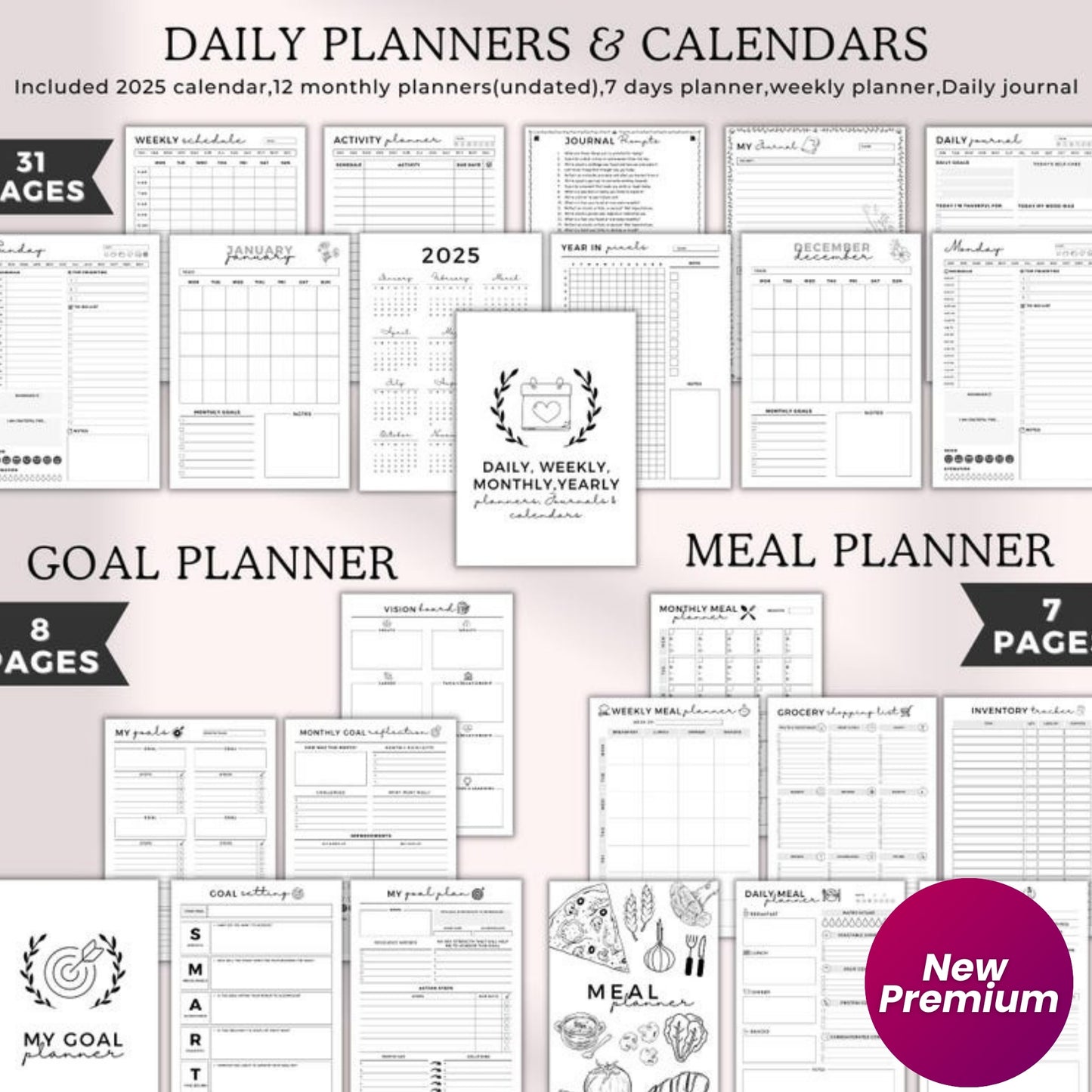 Mega ADHD Life Planner Bundle 2025 | 15-in-1 Printable A4 A5 Inserts | Productivity, Wellness, Goal, Budget & More | 300+ Pages