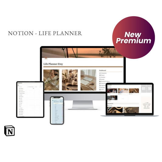 Notion Life Planner Dashboard | Aesthetic All-in-One Notion Planner | Editable Digital Template