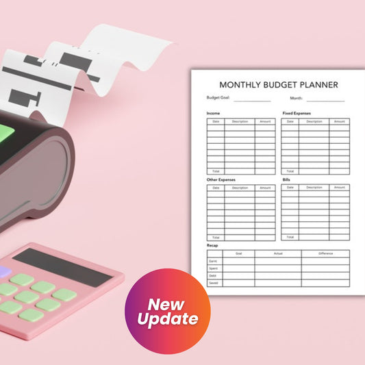Monthly Budget Printable Planner | Digital Budget Binder PDF | Minimalist Budget Log & Tracker | 16 Pages | 5 Sizes
