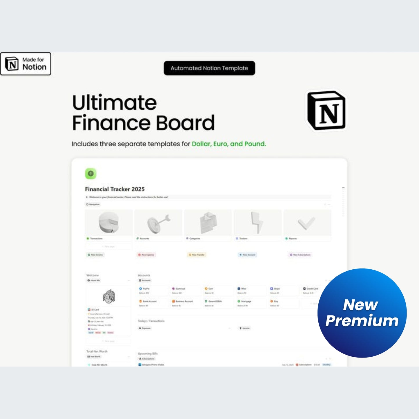 Notion Finance Tracker Template 2025 | Budget Planner, Expense Log, Income & Debt Tracker | All-in-One Personal Finance Dashboard