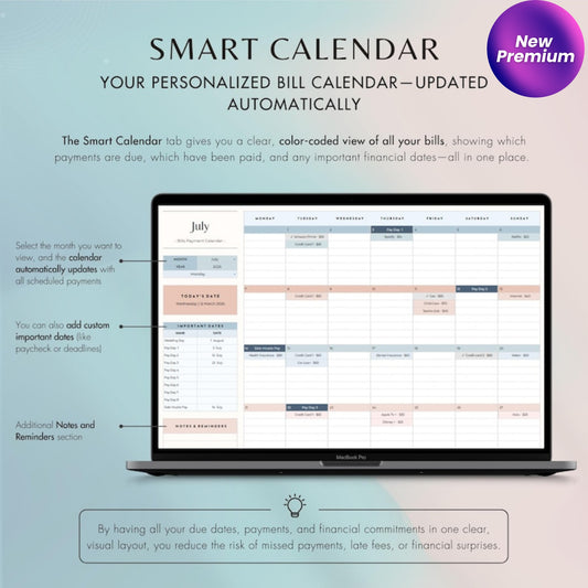 Bill Tracker Spreadsheet | Google Sheets Bill Calendar | Smart Monthly Bill Payment Planner | Digital Financial Organizer