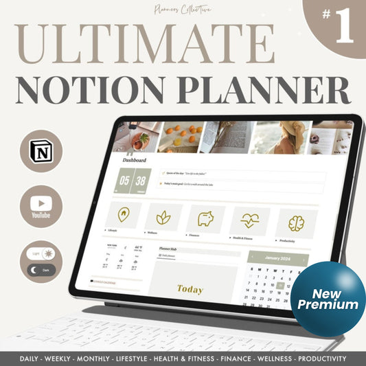 The Ultimate Notion Life Planner – Digital Notion Template with Light & Dark Themes, Aesthetic Dashboard, Daily Weekly Monthly Pages