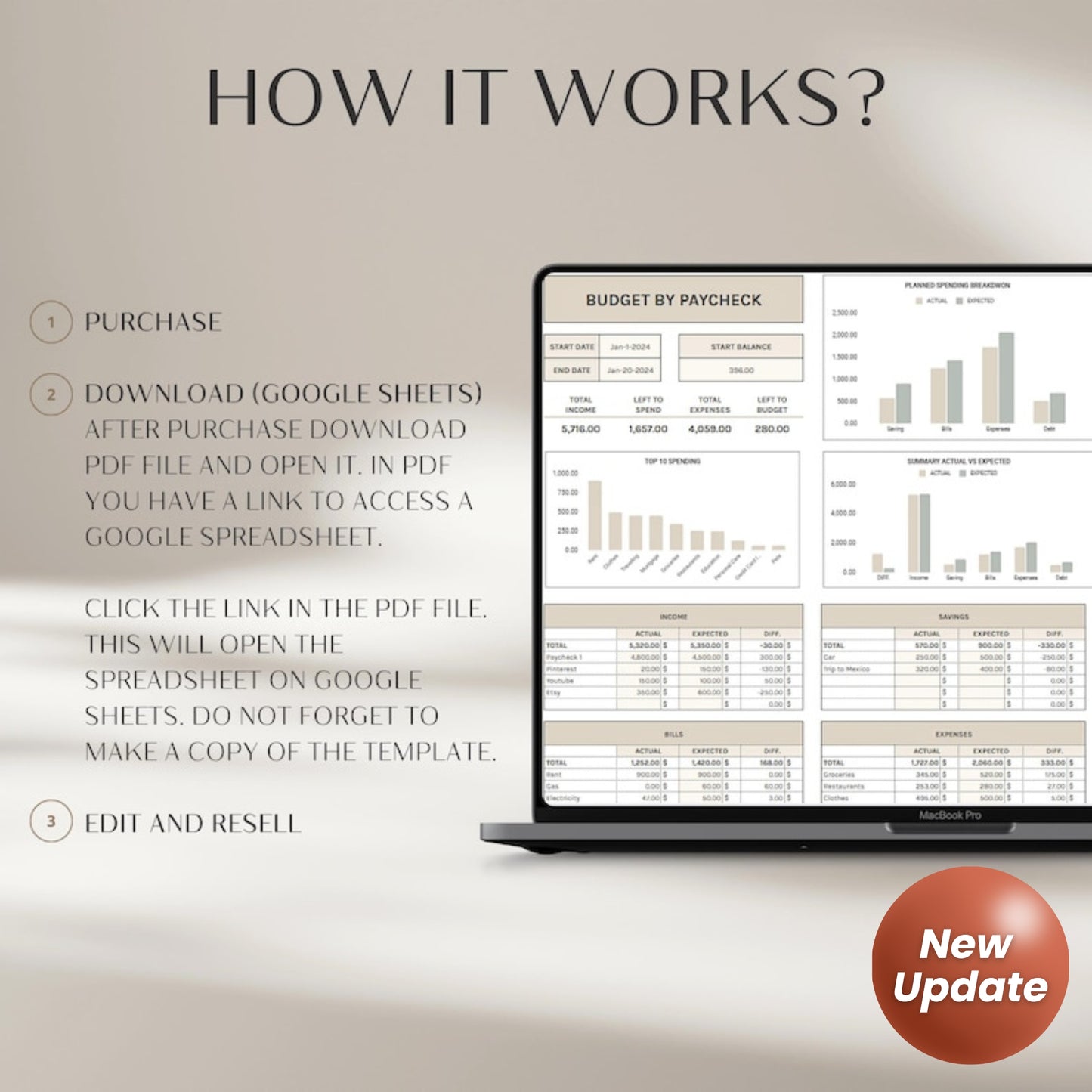 PLR Digital Monthly Budget Spreadsheet Bundle | Budget Planner Excel & Google Sheets Templates | Debt Payoff, Income Tracker, Financial Organizer