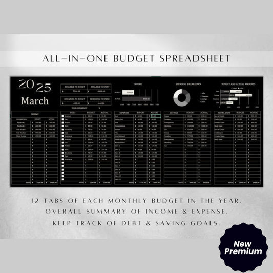 All-in-One Personal Finance Planner | Excel Budget Spreadsheet Bundle | Monthly & Annual Budget Tracker | Digital Financial Dashboard